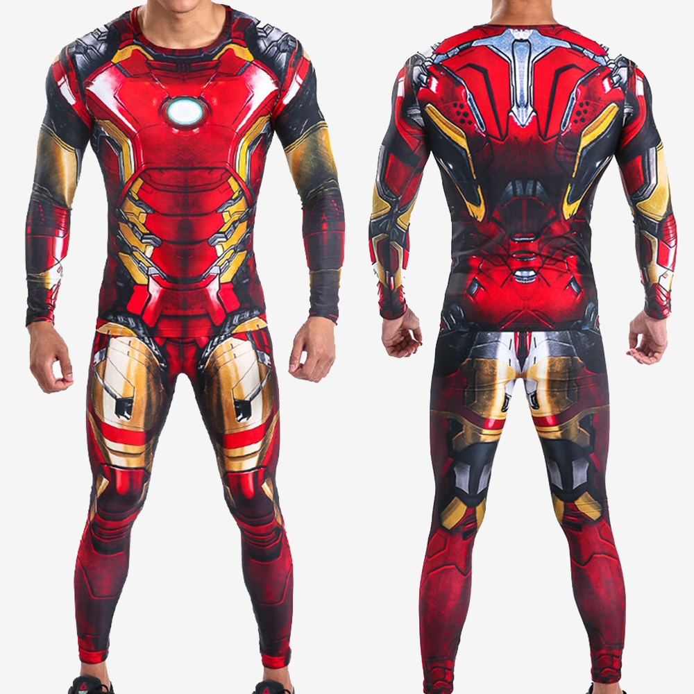 Avengers Iron Man Suit Costume Cosplay Sport Jumpsuit Bodysuit For Kids ...